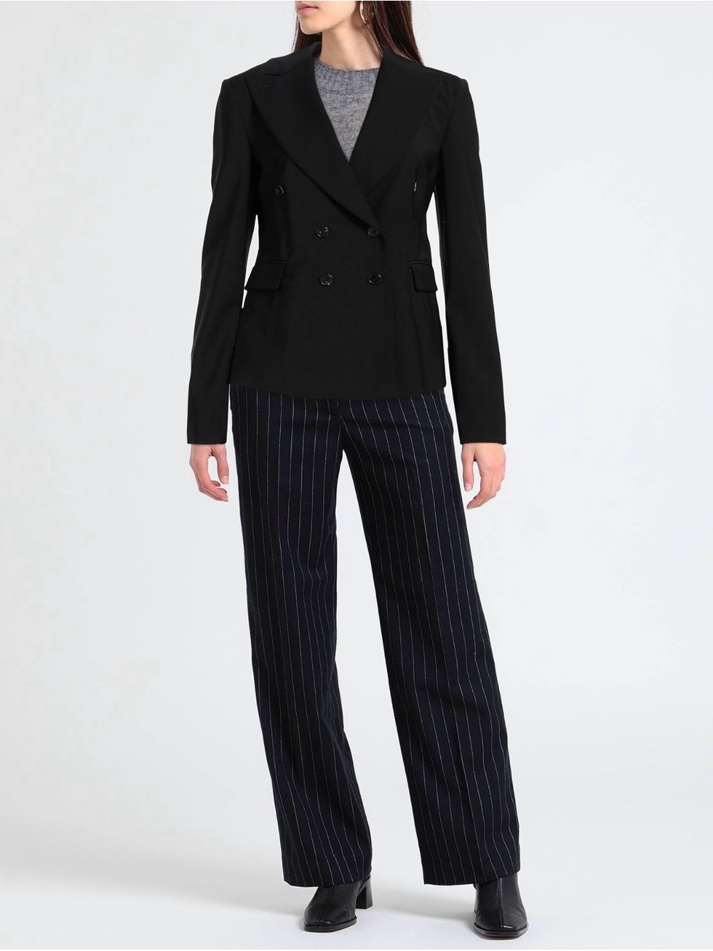 Italian Cool Wool Black Double-Breasted Blazer, NEW, size 6 US (M)